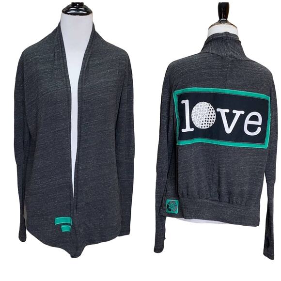 AM G Recycle Love Applique Open Cardigan Medium - Picture 1 of 8